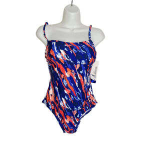 Catalina Red White Blue One-Piece Swimsuit Size Small Nwt